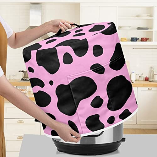 Poceacles Housse de protection pour mijoteuse à riz avec imprimé vache noire et rose pour femme, housse de protection pour mijoteuse à riz de 8 litres, taille L