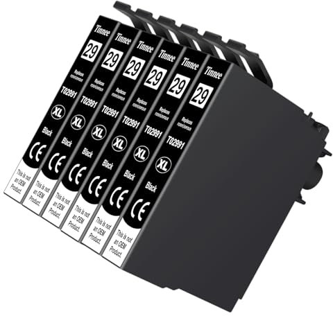 Tinnee Multipack 29 XL Patronen-Ersatz für Epson 29/29XL Druckerpatronen für Epson XP-342/XP-332/XP-442/XP-245/XP-352/XP-345/XP-445/XP-235/XP-435/XP-432/XP-335 (6 Schwarz)