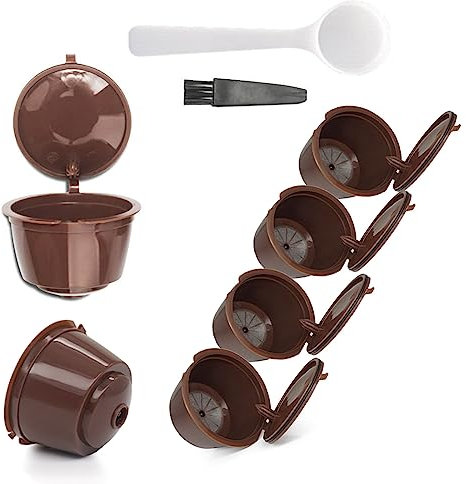6pcs Dolce Gusto Pods Refillable,Reusable Coffee Capsule Filters for Dolce Gusto Refillable Coffee Pod Coffee Accessories with Spoon and Brush