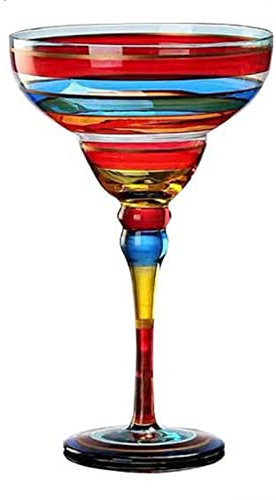 BYYLECL Hand Blown Painted Margarita Glass 270ml Cocktail Glasses for Couple Gift, Margarita Party True Red