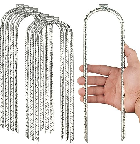 HANTOO 30 cm Bodenanker U-förmige Nägel Bodenpfähle, Zeltnägel Garten Heringe Trampolin Erdnägel, für Trampolin, Bewehrungsstab Anker, Garten Pfähle, Camping Zelt (8)