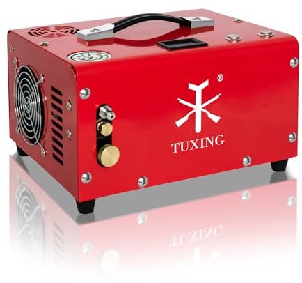 TUXING Pcp Kompressor, 300Bar Pcp LuftkompressorEingebauter Öl-Wasser-Abscheider mit externem 600W Power Adapter für Pcp Luftgewehr Paintball Tankfüllung 220V AC oder 12V Autobatterie