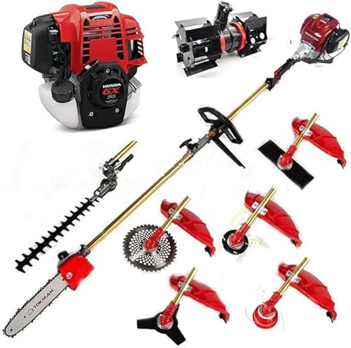 zundo Motore a 4 Tempi per decespugliatore a Benzina GX50, con 8 Accessori intercambiabili, Imbracatura e Barra spaccalegna, motocoltivatore per decespugliatore 8 in 1