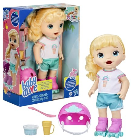 Baby Alive: Roller Skate Baby 14 Zoll Puppe Blond Haar Blaue Augen Kinder Spielzeug für Jungen und Mädchen