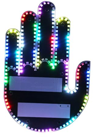 Dickly Car Finger Gesture Light Funny Back Window Sign Auto Accessories Cool with Remote Control LED Middle Finger Sign Car Gadgets, Colorful