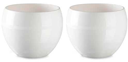 Acan Tradineur - Pack de 2 Macetas Redondas - Diseño Coco (Ø 17 cm) - Fabricado en plástico - Ideal para jardín Exterior, terraza o balcón - Color Blanco Roto