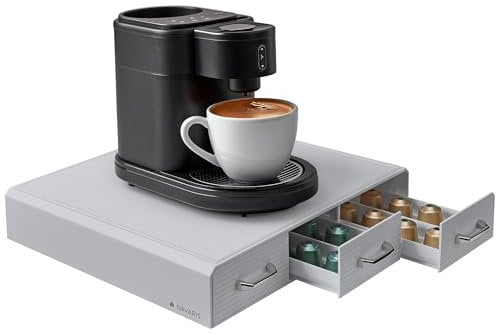 Navaris Dispensador para Capsulas de Café - Soporte Moderno con 3 Cajones - Organizador para 48 Cápsulas - Compatible con Nespresso, Dolce Gusto, Vertuo