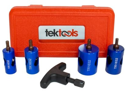 TekTools Drill Reamer Bevelling Kit - Pipe Reamer/Beveller for MLCP Pipe (Pert-Al-Pert or Pex-Al-Pex), Professional Pipe Chamfering, Attached Handle Included - 16mm, 20mm, 25mm, and 32mm