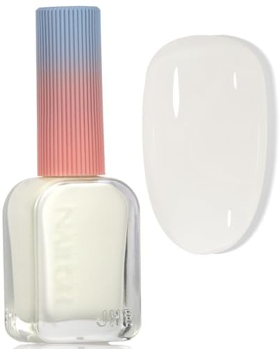 Milky White Nail Polish - Sheer Jelly Nail Polish - Translucent Nail Varnish 60 Seconds Quick Dry - Crystal Oil Based Breathable Nail Polish Long Lasting for Women Manicure at Home