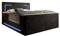 wonello Monaco Boxspringbett 140x200 mit Bettkasten und LED-Beleuchtung - gemütliches Bett mit LED - Stauraumbett 140 x 200 cm mit Matratze und Topper - Samt-Stoff schwarz - H3/H4