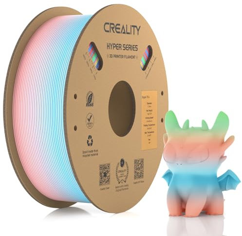 Creality Hyper PLA Filament Rainbow 1.75mm, 600mm/s High Speed 3D Printer Filament, Durable and Smooth, Dimensional Accuracy +/-0.03mm, 1kg (2.2lbs)/Spool (Spring Lake Gradient)