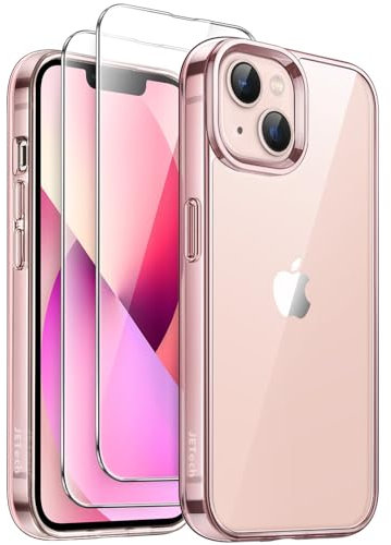 JETech 3 in 1 Case for iPhone 13 6.1-Inch with 2 Pack Tempered Glass Screen Protectors, Non-Yellowing Shockproof Bumper Phone Cover (Pink)