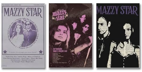 Tongbuhu 3 Stück Mazzy Star Poster, Vintage-Musikposter, Wandkunst, Leinwandposter, Raumdekoration, ästhetisches Poster, Druck, Dekor-Poster, 20 x 30 cm, 3 Stück, Stil 4