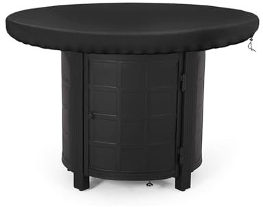 JAMSSOW Feuerplatte Abdeckung, 420D Wasserdicht Anti-UV Grillplatte Schutzhülle,Rund Wasserbeständigkeit Abdeckungfür Feuerplatte und Grillplatte, Feuerplatte Zubehör (Schwarz, ø 80cm)