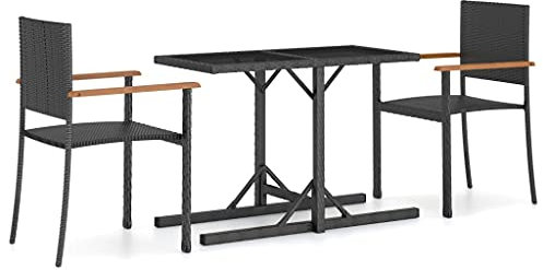 QJBSAVVA Eckbank Balkon Möbel Für Kleinen Balkon Lounge Möbel Outdoor Loungesessel Outdoor - 3-TLG. Garten-Essgruppe Schwarz für Außen Balkon Terrasse Garten