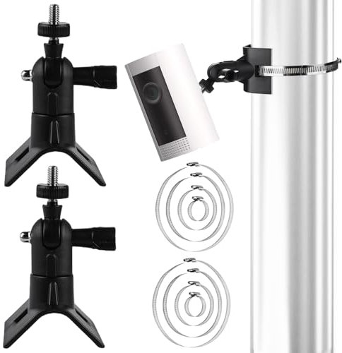 2 Stück Masthalterung Halterung, Universelle Kamera Halterung für Eufy Cam/Arlo/Wyze, Verstellbare Camera Halterung für Innen- und Außenkamera, Masthalterung für Überwachungskamera, Schwarz