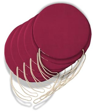 6 Cuscini Rotondi per Sedia Cucina Sfoderabili, Cuscini per sedie soggiorno - Cuscini da sedia con Laccetti made in Italy - Spessore 3 cm - Decorazioni casa (Fucsia, Diametro 35 cm)