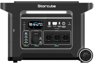 STORCUBE S2500 Plus Balkonkraftwerk mit Speicher, 2560Wh LiFePo4 Akku, Tragbare Powerstation 1200W Solar Eingang, 230 V/3300 W AC-Steckdosen, Schnellladung, App-Steuerung