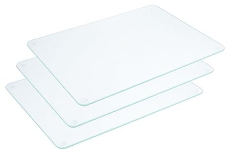 Contacto 3 Stück Glas-Schneidebretter 40x30 cm – kratzfest, bruchsicher, hitzebeständig, mit antirutsch Füßen, hygienisch & spülmaschinengeeignet