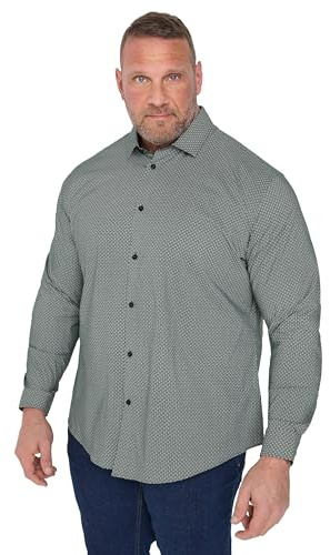BadRhino Tailoring Big & Tall Geometric Print Formal Shirt - Men's - Plus Size Curve Green