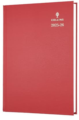 Collins 'Desk' 13 Month Mid/Academic Year Planner, July 2025-July 2026-52M.15-2526 - Day-to-Page Appointments Diary, A5 Hard Cover, Red