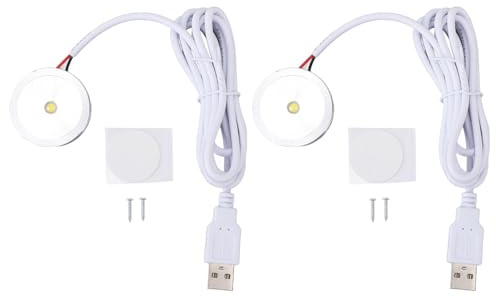 Kleine LED-Licht 2pcs USB-Stecker 5V 1W Mini Spot für Vitrinen Schmuckschränke warmes Licht mit großzügiger Kabellänge Einfache Installation und breite Anwendung (Netural Light)