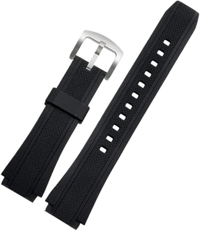 GNUFOPI Compatible avec CASIO Edifice 5119 EF-552 EF-552D Bracelet de Montre en résine Noire for Hommes 25 * 20 mm Bouche Convexe Bracelet en Caoutchouc étanche Bracelet en Silicone(Black Silver)