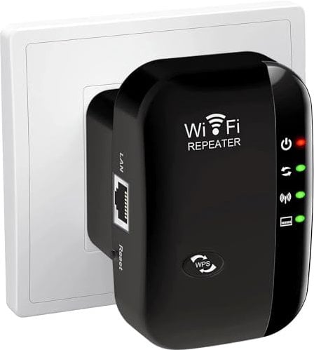 WiFi Extender, Up to 2640sq.ft WiFi Booster Range Extender, 2.4G High Speed Wireless WiFi Extender Signal Booster Amplifier Works with RP/AP/WPS/LAN Port