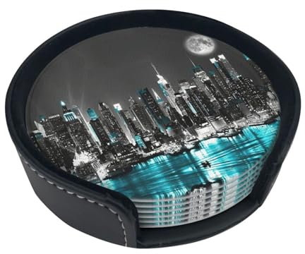 Lot de 6 sous-verres imprimés de peintures de New York pour tables basses, boissons, bars, fête, 9,9 cm