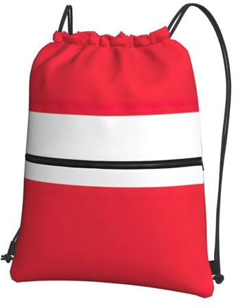 JIUTY Rucksack mit Kordelzug, Motiv: Österreichische Flagge, Sport, Turnbeutel für Damen und Herren für Reisen, Schwarz , One size