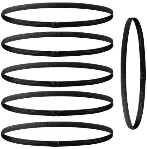vaolmlop 6 Pezzi Sportiva Fascia Capelli,Cerchietto Sportivo Sottile,Sportive Fascette Antiscivolo Per Donne Sport Yoga,Calcio,Tennis,Allenamenti (6 Nero)