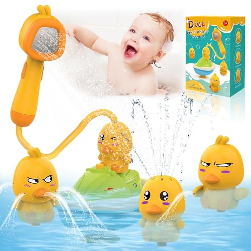 Cabezal de Ducha Desmontable Patito para Bebés, Juguetes de Baño de Pato, Juguete Baño Bebe de 1, 2, 3, 4 Años, Juguetes Acuáticos Educativos para Recién Nacidos