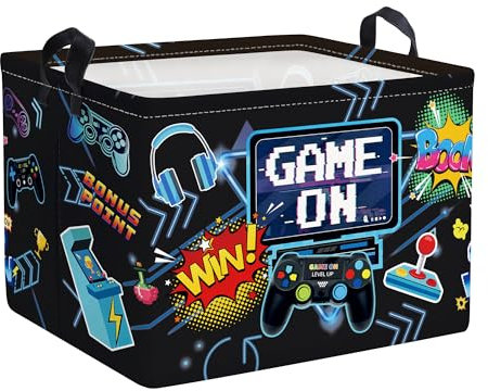 Clastyle Spiel Kinder Wäschekorb mit Henkel Faltbar Kleidung Spielzeug Aufbewahrungskorb Jungen Mädchen Aufbewahrungsbox für Babyzimmer Bad,Schwarz,40 * 30 * 30 cm