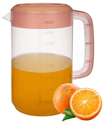 Wasserkrug, Plastik Wasser Carafe Krug 4L Großer Carafe Drink Pitcher Clear Drink Pitcher ideal für Zuhause -Sommergetränke