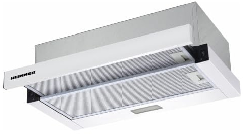 Heinner HTCH-F400WH Einbauherd | Teleskop | 60 cm Dunstabzugshaube | 358,4 m³/h Absaugleistung | LED-Beleuchtung | 3 Geschwindigkeitsstufen | Weiß | 5 Jahre Garantie