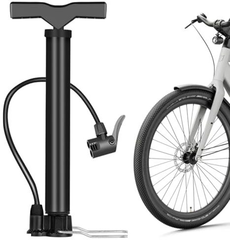 Pompe à vélo 12, 6 Pouces 120PSI Pompe à Pneu de vélo Portable avec jauge et Pied de Marche pour Scooters/Motos/balles/Jouets gonflables/Kayaks