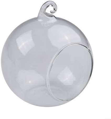 Springwillfly Glaskugel in Kugelform, transparent, zum Aufhängen, offene Öffnung, mit Loch zum Aufhängen, für Innendekoration (10 cm)