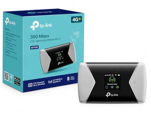 TP-Link M7450 4G+ Cat6 WiFi portatile, Hotspot WiFi mobile funziona fino a 15 ore, caravan, router 4G da viaggio, slot per schede SD, MiFi avanzato LTE sbloccato, condivisione fino a 32 dispositivi