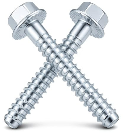 25 piezas de tornillos para concreto sin tacos, M6 x 50mm tornillos para muro sin tacos, galvanizados, tornillos de cabeza hexagonal con brida para mampostería, concreto, arquitectura, industria
