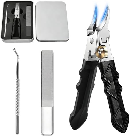 Toenail Clippers for Seniors Thick Toenails Set, Anti-Slip Grip Gear Lock Nail Clipper, Ultra-Sharp Tips for Precise Access to Nail Grooves, Eagle Beak Angled Nail Clippers for Him Men (3-Piece Set)