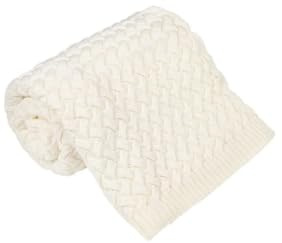 Ander Babydecke Merinowolle (100% Merino) - Wolldecke Baby & Baby Erstausstattung Neugeborene - Weiche Strickdecke 75x100 cm für Kinderwagen & Bett - Baby Decke Ganzjahres - Ecru