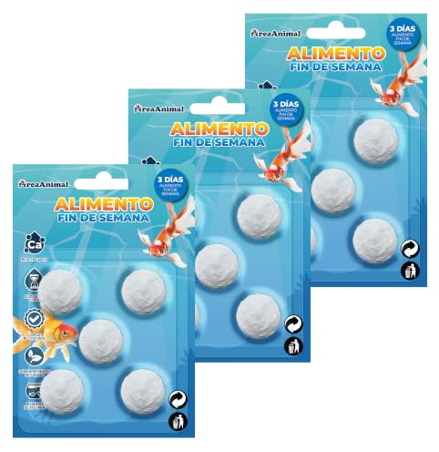 AreaAnimal - Comida Peces Vacaciones, 15pcs Alimento Peces Vacaciones, Pastillas Peces Fin de Semana 3 Dias, Comida Fin de Semana para Peces Ornamentales, Alimentos para Peces Natural