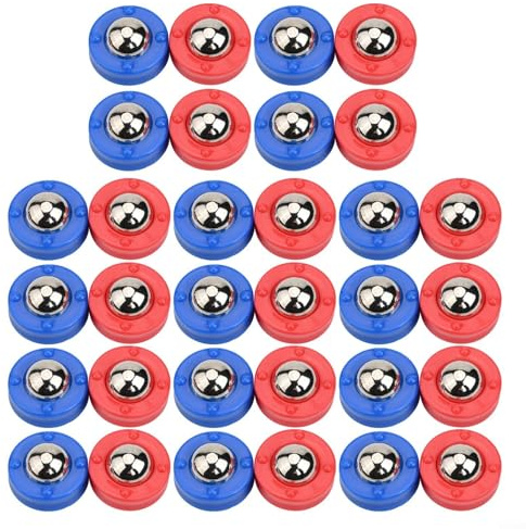 ComfyHarbor Shuffleboard Tabletop Curling Game Pucks 32er Set, Indoor Game Ersatz Zubehör mit 16 roten und 16 blauen Kunststoff Foosball kompatible Stücke für Familie