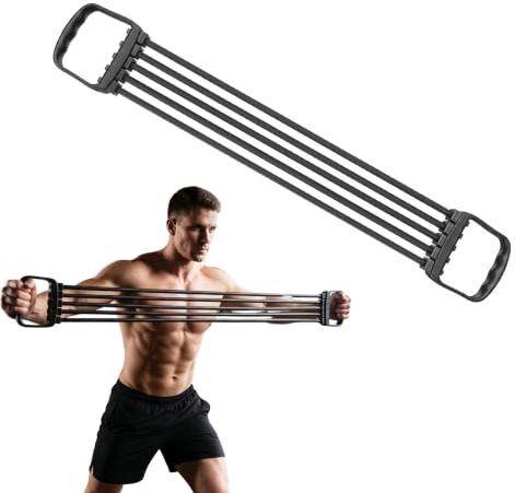Verstellbarer Chest Expander Fitness für Krafttraining, 62×10,5cm | Verstellbarer Expander Fitness Aus Latex, Chest Expander Trainer mit 5 Strings, übung Handgriff Seil Expander für Brust, Arm