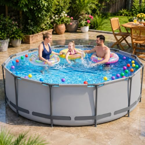 Grande Piscine Hors Sol Tubulaire, Piscine Familiale pour Jardin Extérieur