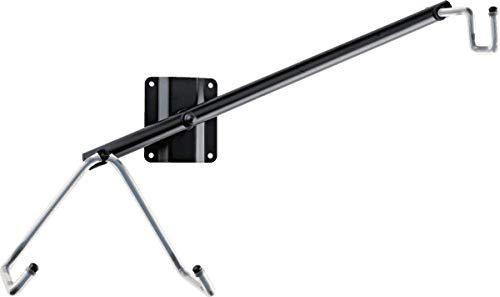 K&M 16296 A-Gitarren-Wandhalter Schwarz -- Schräge Präsentations-Haltung –Auflagebügel 360° verstellbar - aus Stahl