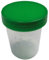 Urinbecher/Probenbecher | 1 Stück | Urinprobenbecher 125ml | mit grünem Schraubdeckel | graduiert bis 100ml / 3oz | beschriftbar |