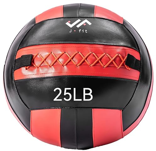 j/fit Balón Medicinal, Rojo/Negro, 25 Libras