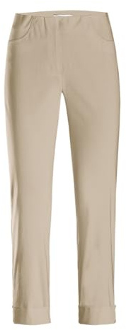 Stehmann IGOR-680, sportive Damenhose mit aufgesetzten Taschen und Aufschlag, 6/8 Länge, Größe 46, Farbe Marine|||Schwarz|||camel light|||lehm