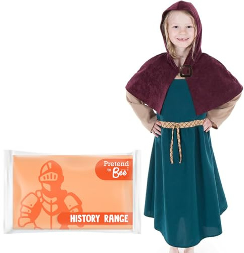 PRETEND TO BEE Norse Viking Lady/Girl Dress Up Costume for Kids, 5-7 Years